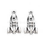 Tibetan Style Alloy Pendant Rhinestone Settings, Lead Free & Cadmium Free, Rocket, Antique Silver, Fit for 1.6mm Rhinestone, 23x13x3.5mm, Hole: 1.8mm(TIBE-S323-133AS-RS)