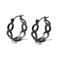 304 Stainless Steel Oval Link Chunky Hoop Earrings for Women, Electrophoresis Black, 21.5x20.5x7mm, Pin: 0.7mm(EJEW-P197-06EB)