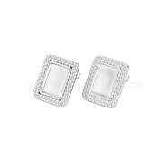 304 Stainless Steel Stud Earring Findings, Earring Setting for Enamel, with Ear Nuts, Rectangle, Stainless Steel Color, 15x12.5mm, Pin: 0.7mm, Tray: 10x7mm(STAS-N097-239P)