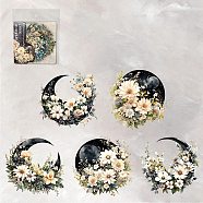 Flower PET Sticker, for Water Bottles, Laptop, Phone, Skateboard Decoration, Floral White, 80x80mm, 10pcs(PW-WG95621-04)