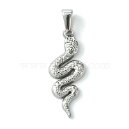 304 Stainless Steel Pendants, Snake Charms, Stainless Steel Color, 33x13x2mm, Hole: 7x3.5mm(STAS-L275-01E-P)