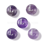 Natural Amethyst Beads, Rondelle with Letter, Letter L, 8.5~9x5~5.5mm, Hole: 1.2mm(G-L524-20L-03)