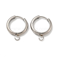 201 Stainless Steel Huggie Hoop Earring Findings, with Horizontal Loop and 316 Surgical Stainless Steel Pin, Stainless Steel Color, 16x3mm, Hole: 2.5mm, Pin: 1mm(STAS-P283-01Z-P)