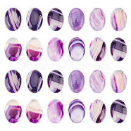 24Pcs Natural Striped Agate/Banded Agate Cabochons, Dyed, Oval, Purple, 18x13x5mm(G-FG0001-03B)