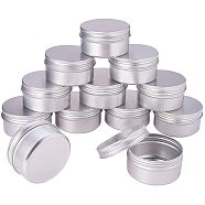 80ml Round Aluminium Tin Cans, Aluminium Jar, Storage Containers for Cosmetic, Candles, Candies, with Screw Top Lid, Platinum, 6.8x3.5cm(CON-PH0001-06A)