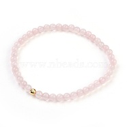 Natural Rose Quartz Stretch Bracelets, with 925 Sterling Silver Spacer Beads, Round, 2-1/8 inch(5.5cm)(BJEW-JB03797-01)