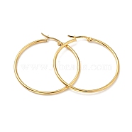 Vacuum Plating 201 Stainless Steel Hoop Earrings with 304 Stainless Steel Pins for Women, Golden, 44x2mm, Pin: 0.6mm(EJEW-D279-12G-03)