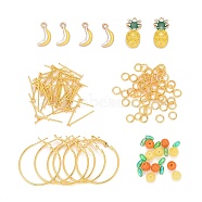 DIY Earring Making, with Alloy Enamel Pendants, Natural Jade/Transparent Acrylic Beads, Brass Hoop Earrings, Brass Jump Rings and Iron Flat Head Pins, Mixed Color(DIY-JP0003-98)
