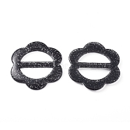 Resin Buckle Clasps, For Webbing, Strapping Bags, Garment Accessories, Flower, Black, 50.5x47x4mm, Hole: 12.5x29mm(RESI-WH0008-26A)