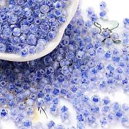 Glass Seed Beads, Inside Colours, Bicone, Blue, 4.5x3.5mm, Hole: 1.4mm, about 5625pcs/pound(SEED-A032-01K)