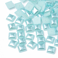 ABS Plastic Imitation Pearl Cabochons, Square, Light Sky Blue, 6x6x3.5mm, about 5000pcs/bag(SACR-R748-6x6mm-Z19)