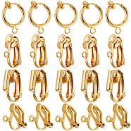 24Pcs 4 Style Brass & 304 Stainless Steel Clip-on Hoop Earring Findings, with Loops, for Non-pierced Ears, Real 18K Gold Plated, 12~16x6~12x1.5~9mm, Hole: 0.6~1.8mm, 6Pcs/style(KK-BBC0012-54)