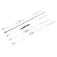 Alloy Bracelets Sets, with Gemstone and Rhinestone, Crystal, Platinum, 6-7/8 inch(17.5cm), 5pcs/set(BJEW-L629-05P)