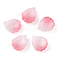 Baking Painted Transparent Glass Petal Beads, Pomegranate Flower, Hot Pink, 17.5x14.5x5mm, Hole: 1~1.2mm, about 980~1000pcs/set(DGLA-N004-21)