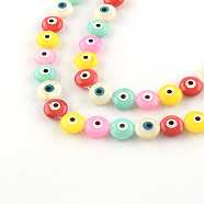 Evil Eye Natural Freshwater Shell Beads Strands, Colorful, 10x4~5mm, Hole: 0.5mm, about 40pcs/strand, 15.7 inch(SHEL-F001-37G)