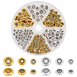 ARRICRAFT 6 Style Tibetan Style Zinc Alloy Spacer Beads, Flat Round, Mixed Color, 6~10x1.5~3mm, Hole: 1.6~2mm, 220pcs/box(FIND-AR0003-08)