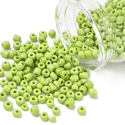 6/0 Opaque Colours Round Glass Seed Beads, Green Yellow, 4mm, Hole:1.5mm, about 495pcs/50g(X-SEED-A010-4mm-44)