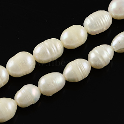Grade A Natural Cultured Freshwater Pearl Beads Strands, Rice, Natural Color, White, 7~8mm, Hole: 0.8mm, about 36cm/strand(X-A23WB011)