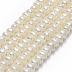 Natural Cultured Freshwater Pearl Beads Strands, Round, Linen, 4.5x4.5x3.5mm, Hole: 0.5mm, about 115~117pcs/strand, 16.22''(41.2cm)(PEAR-A005-04C-01)