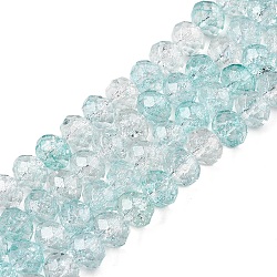 Transparent Glass Beads Strands, Faceted(32 Facets), Rondelle<P>Please Note: Because these beads are made in different batches, the color could be slightly different from one batch of beads to the next, Pale Turquoise, 8x6.5mm, Hole: 1.2mm, about 63pcs/strand, 15.55''(39.5cm)(X-GLAA-T023-8mm-A01)