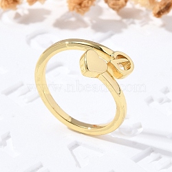 Brass Cuff Rings for Women, Letter, Letter D, Inner Diameter: 15.6mm(RJEW-U044-D)