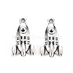 Tibetan Style Alloy Pendant Rhinestone Settings, Lead Free & Cadmium Free, Rocket, Antique Silver, Fit for 1.6mm Rhinestone, 23x13x3.5mm, Hole: 1.8mm(TIBE-S323-133AS-RS)