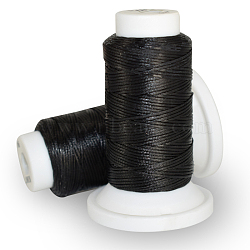 Flat Waxed Polyester Cord, for Leather Sewing Stitching, Black, 0.8mm, about 54.68 yards(50m)/roll(OCOR-E021-A09)