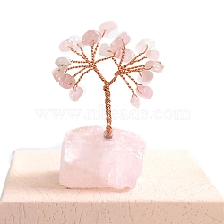 Natural Rose Quartz Sculpture Display Decorations, for Home Office Desk, Tree, 20~55x50~80mm(PW-WGC5A46-01)