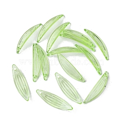 Transparent Acrylic Pendants, Leaf, Pale Green, 23x6.5x1mm, Hole: 1.2mm, about 4166pcs/500g(OACR-O006-02B)