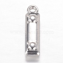 Tarnish Resistant 201 Stainless Steel Charms, Letter I, Stainless Steel Color, 15.2x4x3.2mm, Hole: 1.2mm(STAS-G081-31P)