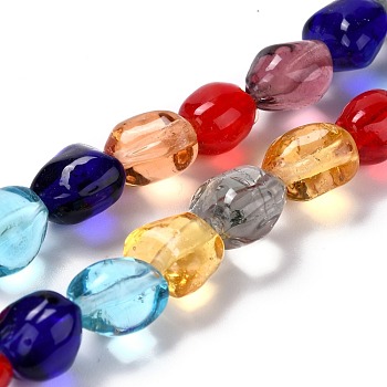 Handmade Lampwork Beads Strands, Nuggets, Colorful, 10x9.5x7.5mm, Hole: 1.2mm, about 40pcs/strand, 15.16 inch(38.5cm)