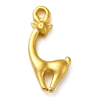 Ion Plating(IP) 304 Stainless Steel Pendants, Deer Charm, Real 18K Gold Plated, 21x11x3.5mm, Hole: 2mm