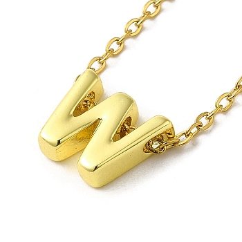 Brass Pendants Necklaes, Stainless Steel Necklaces, Letter W, Golden, 15.28 inch(38.8cm)