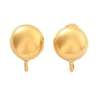 304 Stainless Steel Stud Earring Findings for Women, Round, Ion Plating(IP), Real 14K Gold Plated, 16x12.5mm