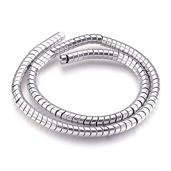 Electroplate Non-magnetic Synthetic Hematite Bead Strands, Polished, Wave Column, Platinum Plated, 6x4mm, Hole: 1mm, about 126~133pcs/strand, 15.3 inch~15.7 inch(39~40cm)