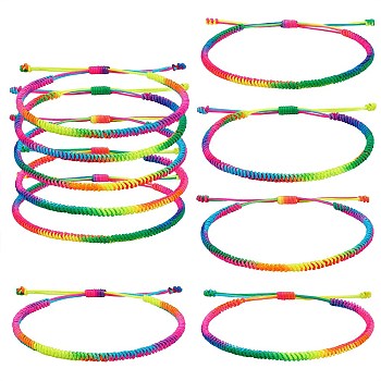 5Pcs 5 Color Braided Nylon Thread Cord Bracelets Set, Adjustable Friendship Bracelets for Women, Mixed Color, Inner Diameter: 2~3-1/8 inch(5~8cm), 1Pc/color