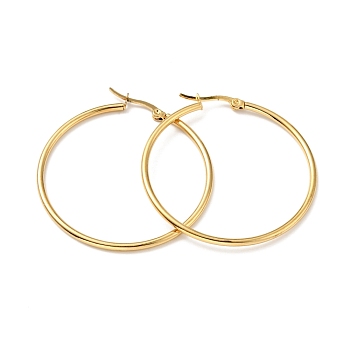 Vacuum Plating 201 Stainless Steel Hoop Earrings with 304 Stainless Steel Pins for Women, Golden, 44x2mm, Pin: 0.6mm