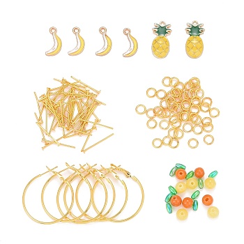 DIY Earring Making, with Alloy Enamel Pendants, Natural Jade/Transparent Acrylic Beads, Brass Hoop Earrings, Brass Jump Rings and Iron Flat Head Pins, Mixed Color