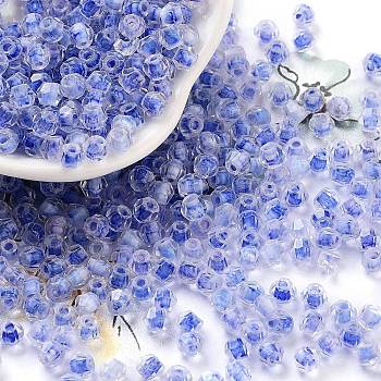 Glass Seed Beads, Inside Colours, Bicone, Blue, 4.5x3.5mm, Hole: 1.4mm, about 5625pcs/pound