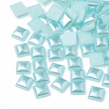 ABS Plastic Imitation Pearl Cabochons, Square, Light Sky Blue, 6x6x3.5mm, about 5000pcs/bag