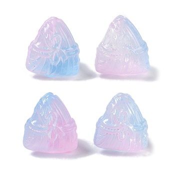 Baking Paint Glass Beads, Triangular Zongzi, Pearl Pink, 15.5~16x15x14mm, Hole: 1.2mm