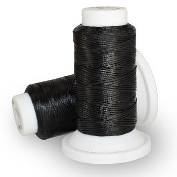 Flat Waxed Polyester Cord, for Leather Sewing Stitching, Black, 0.8mm, about 54.68 yards(50m)/roll