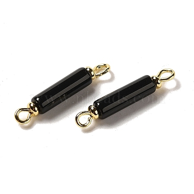 Natural Black Onyx(Dyed & Heated) Connector Charms(FIND-C046-02G)-2
