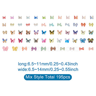 1 boîte 195pcs 21 couleurs 3d papillon cabochons en résine(MRMJ-PJ0001-04)-6