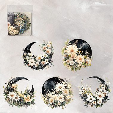 Floral White PET Stickers