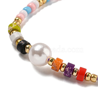  Colorful Beaded Bracelet Sweet and Cute Girl Style Adjustable Imitation Pearl Bracelet Versatile Bracelet(AR4716-7)-3