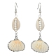 Shell Shape Natural Pearl & Shell Dangle Earrings for Women(EJEW-TA00303)-1