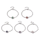 Natural Gemstone Round Link Bracelet(BJEW-JB10032-02)-1