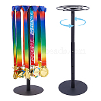 Rotatable Iron Medal Display Stands, Flat Round, Black, 20x33~54.5cm(ODIS-WH0086-217)
