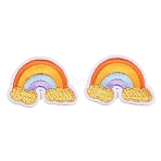 Polyester Computerized Embroidery Cloth Iron on Sew on Patches, Rainbow, Appliques Patches, Colorful, 28x38x1.5mm(PATC-L001-14)